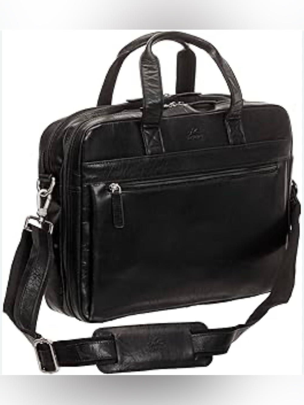 MANCINI Double Compartment Leather Briefcase NWOT